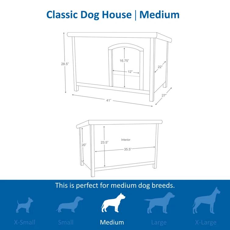 TRIXIE TRIXIE natura Classic Dog House, Flat Hinged Roof, Adjustable Legs, Elevated Pet Shelter