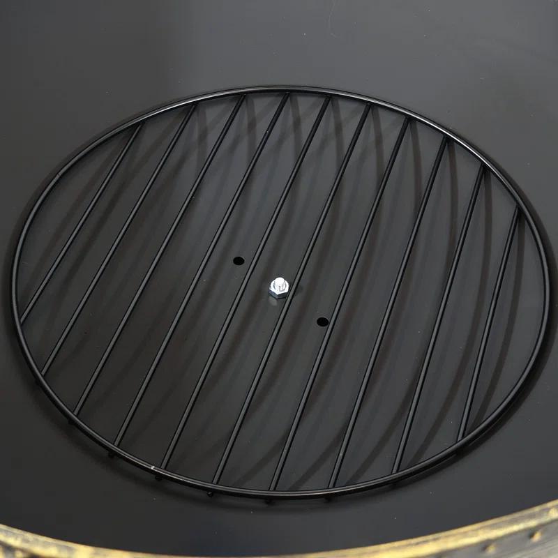 SunnyDaze Decor 30" Wood-Burning Black Finish Steel Fire Pit Bowl with Screen, Grate, and Poker