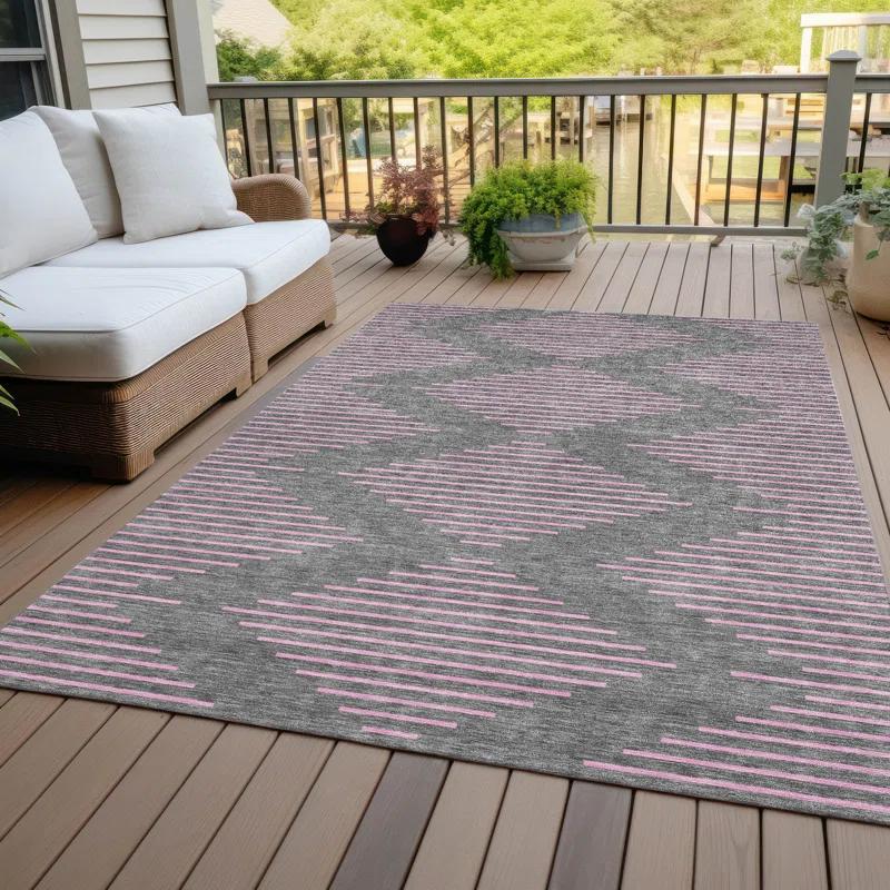 Machine Washable Indoor/Outdoor Chayden ACN1017 Gray Rug