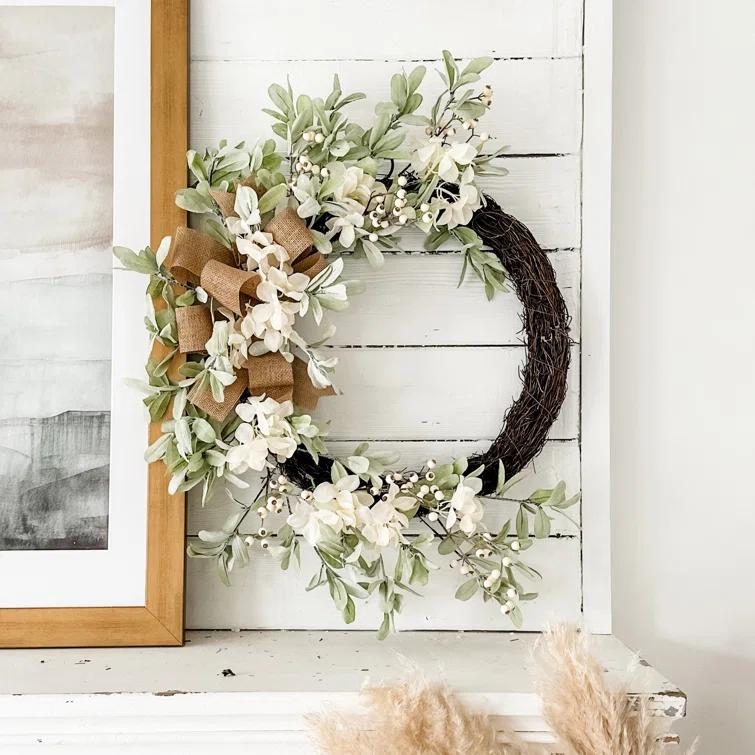 Haute Decor Faux Hydrangea 24'' Wreath