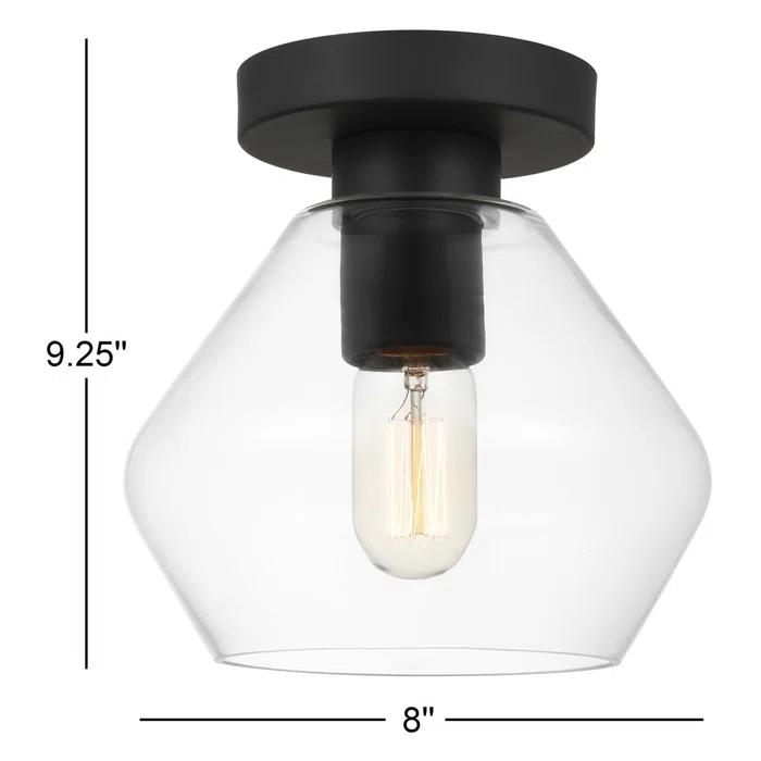 Rooks Single Light Glass Semi Flush Mount