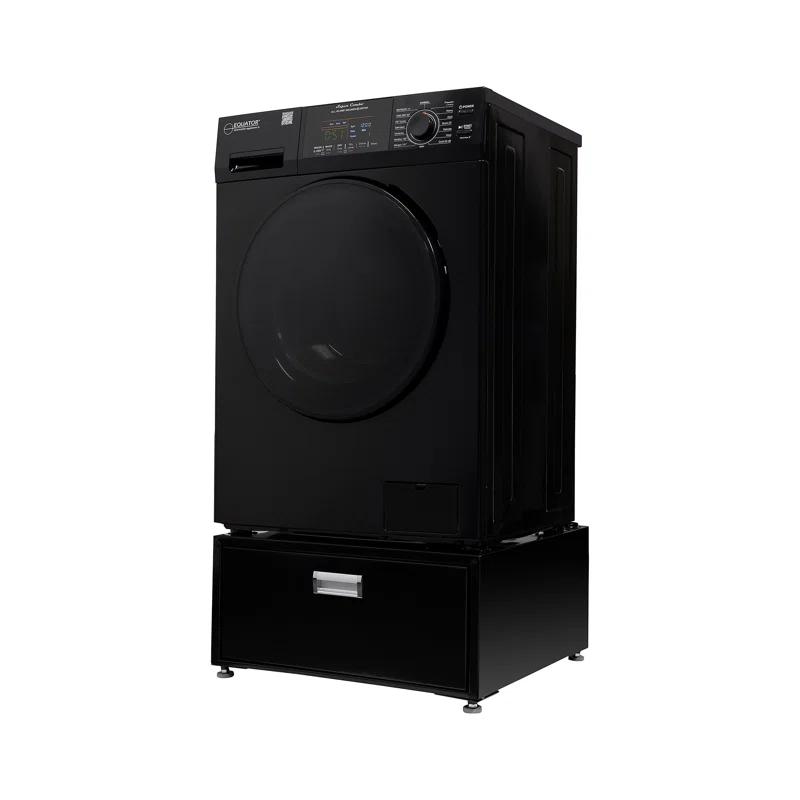 Equator Advanced Appliances All-in-one Washer Dryer Ventless FULLY BUILTIN 0-CLEARANCE 1.62cf/15lbs 110V 1400RPM with Pedestal EZ 4700 C + PDL 4455 Black