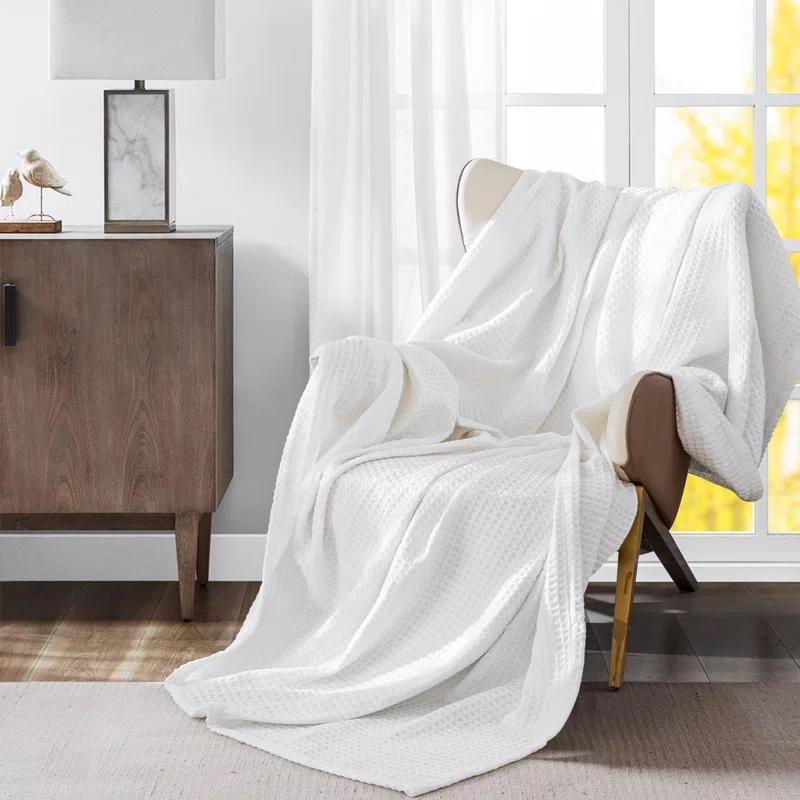 MeadowPark Fluffy Waffle Weave Polyester Chenille Bed Blanket