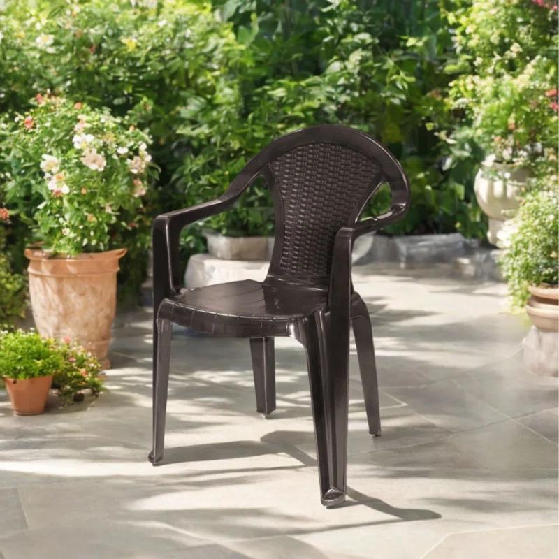 Orren Ellis Outdoor Stacking Dining Armchair (Set of 4)