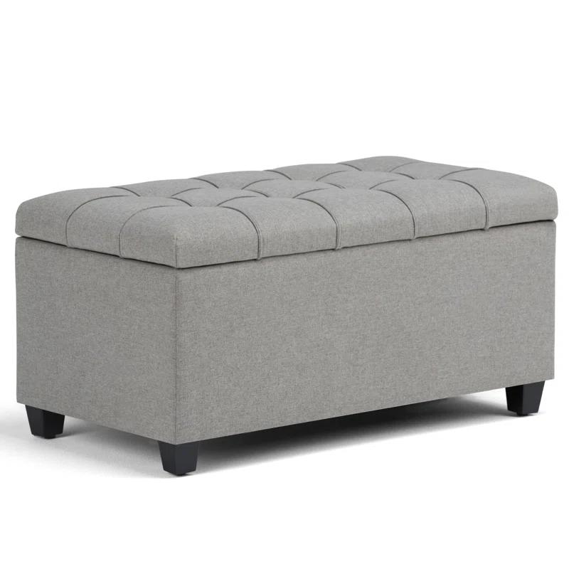 Simpli Home Sienna 33"W Upholstered Storage Ottoman Bench with Lift-Up Tufted Top