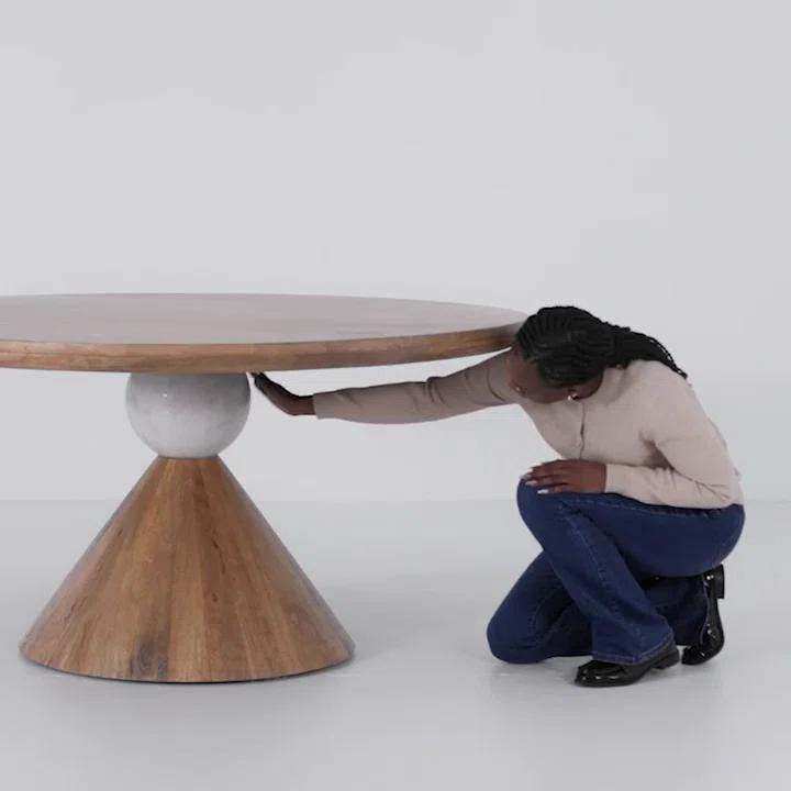 Jasmine Round Dining Table - Natural/Blush Marble