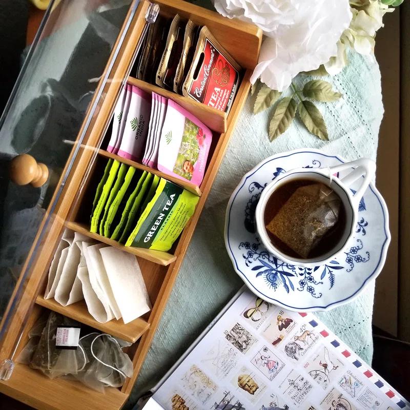 Lipper Bamboo 5-section Tea Box With Acrylic Cover