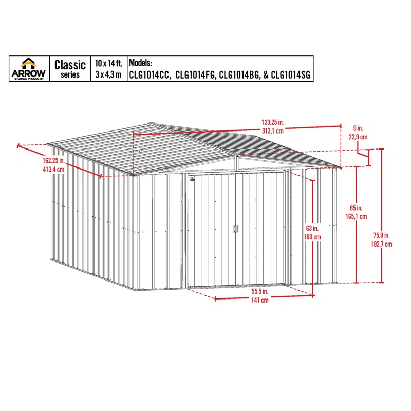 Arrow Arrow Classic Steel Storage Shed, 10x14