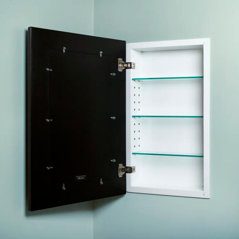 Fox Hollow Furnishings 103BL2-CW Recessed Picture Frame Door Medicine Cabinet with 3 Adjustable Shelves
