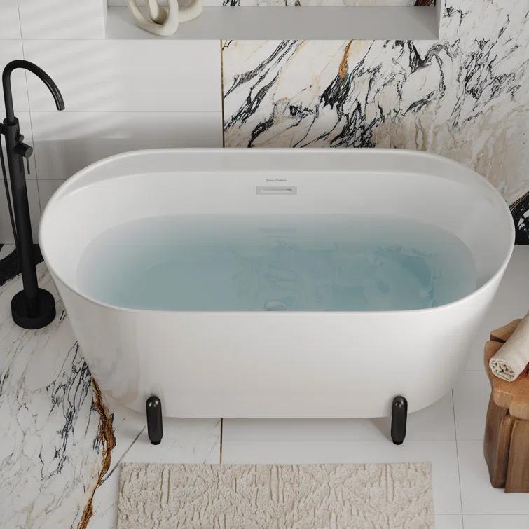 Swiss Madison Monaco 59" Freestanding Bathtub With Matte Black Stand SM-FB1002MB