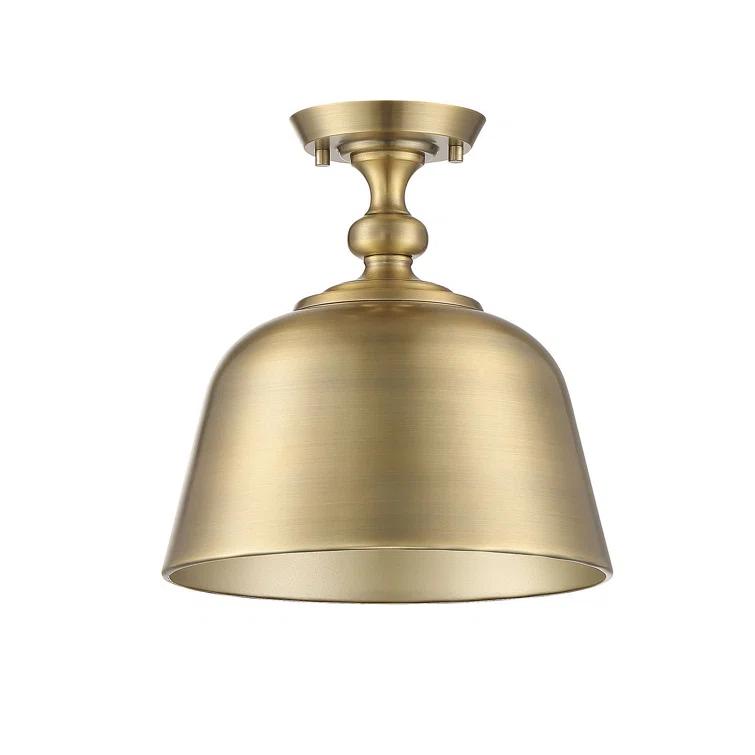 Greyleigh™ Salcombe 1-Light 12'' Simple Dome Semi Flush Mount in Warm Brass
