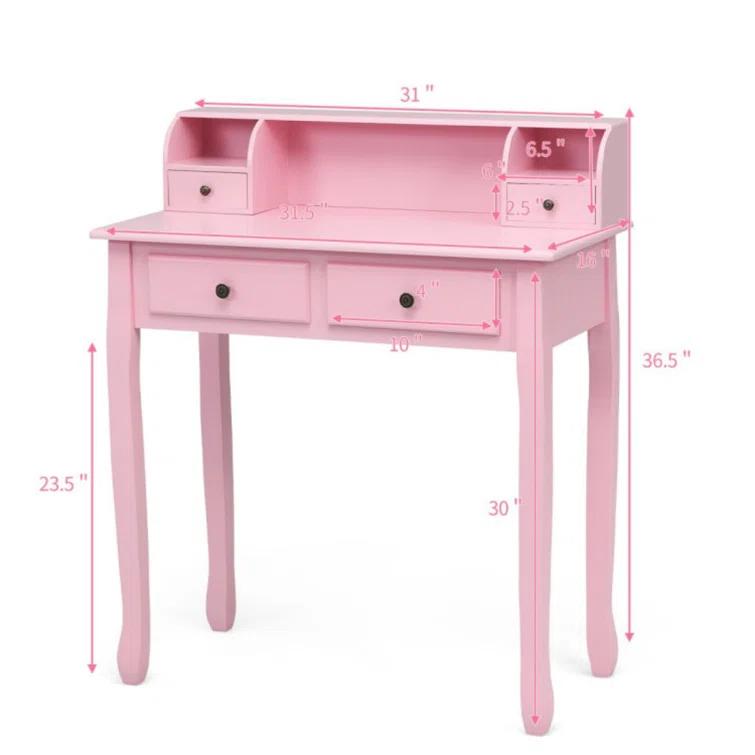 Canddidliike Removable Floating Organizer 2-Tier Mission Home Computer Vanity Desk-Pink, Gaming Desk, Gaming Computer Desks for Study,Working,Writing