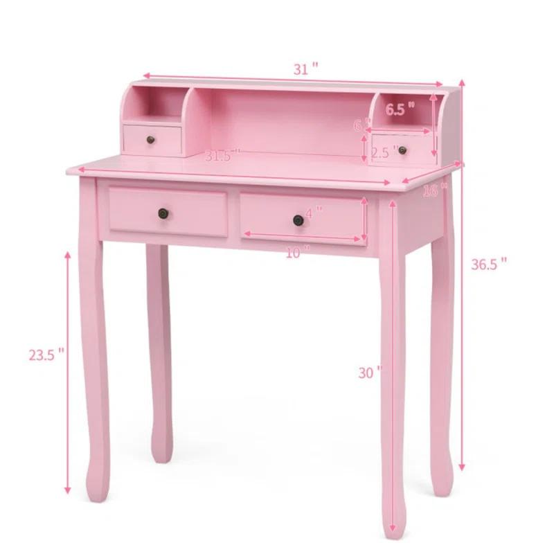 Canddidliike Removable Floating Organizer 2-Tier Mission Home Computer Vanity Desk-Pink, Gaming Desk, Gaming Computer Desks for Study,Working,Writing