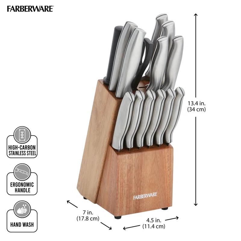 Farberware Farberware 15-Piece High Carbon Stainless Steel Knife Block Set