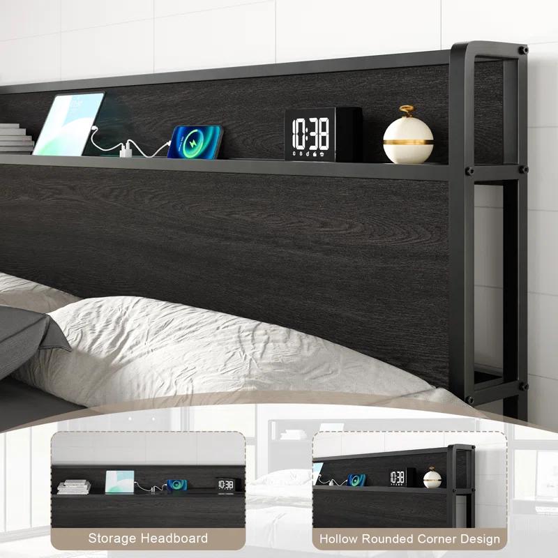 Shila Lift Up Storage Bed Frame & Charging Station