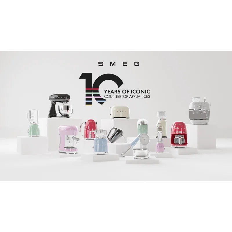 SMEG Pastel Blue Semi-Automatic Espresso Machine with Milk Frother