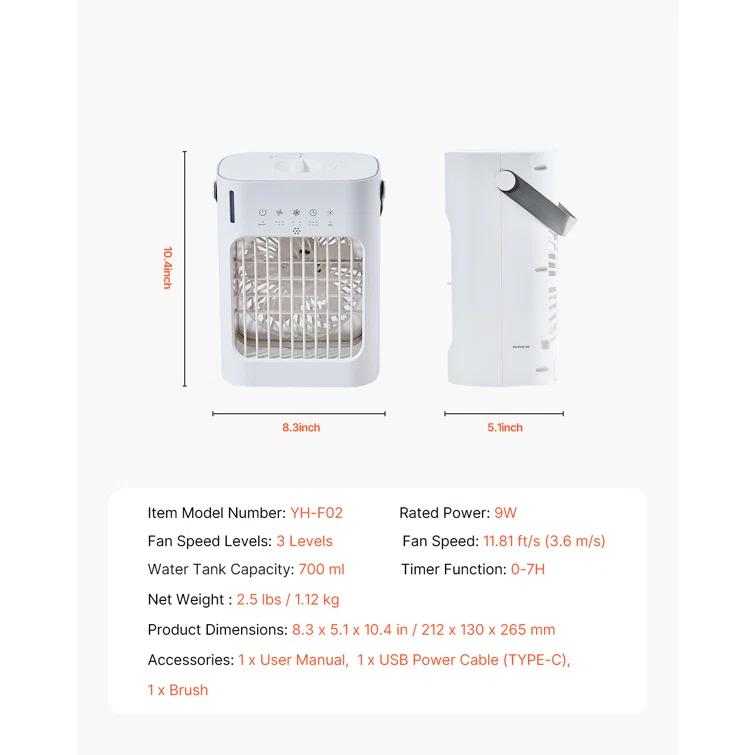 Stellweilan Tessberg Portable Air Conditioner 4-in-1 Evaporative Air Cooler 700ml Water Tank