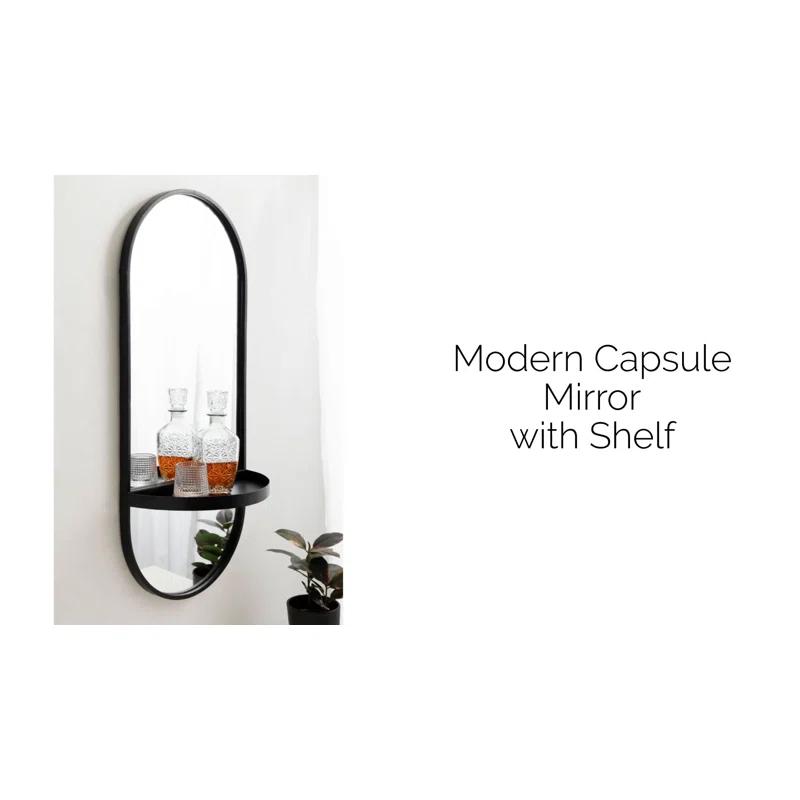Lumi Metal Flat Mirror with Shelves