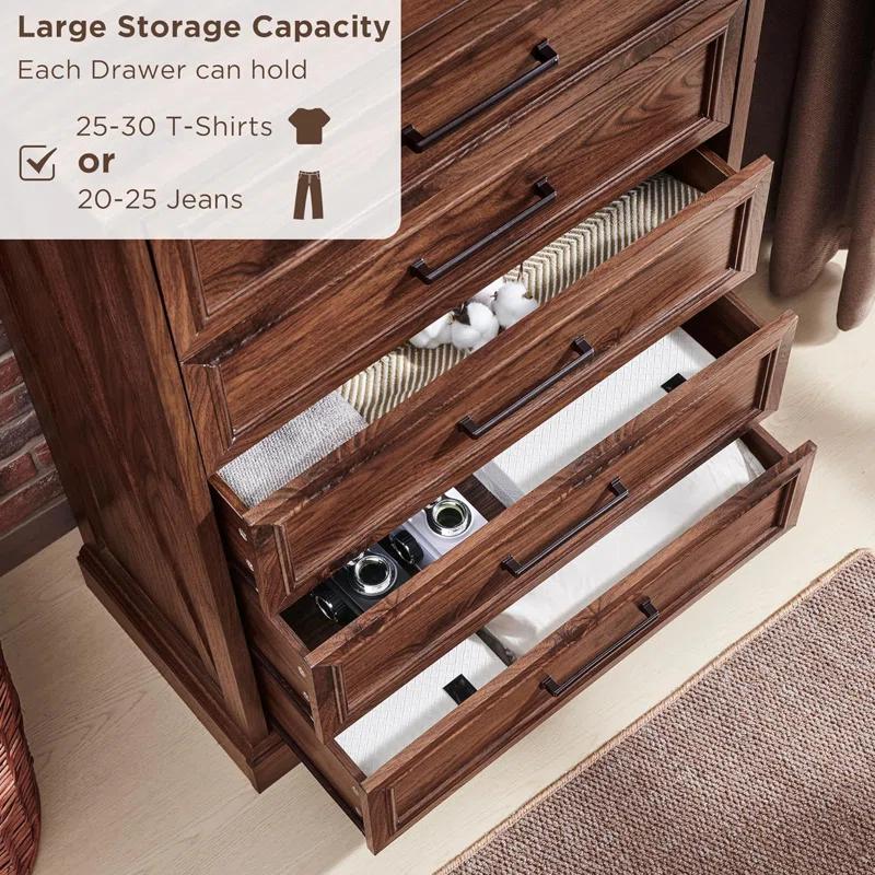Gracie Oaks Quintone 46" Farmhouse 5 Drawer Dresser,Tall Chest of Drawer With Anti-Tip for Bedroom