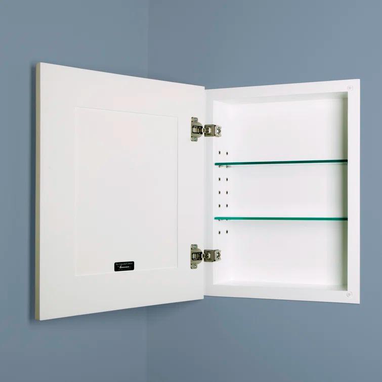 Fox Hollow Furnishings Recessed Framed 1 Door Medicine Cabinet with 2 Adjustable Shelves