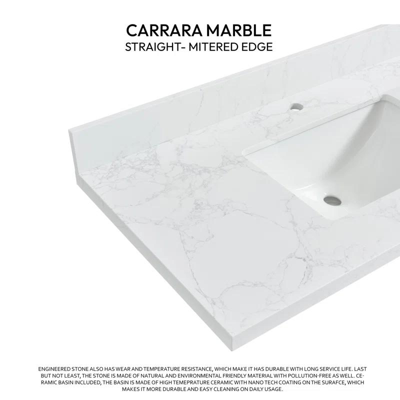Vinnova Malaga 43'' Stone Single Bathroom Vanity Top with Sink