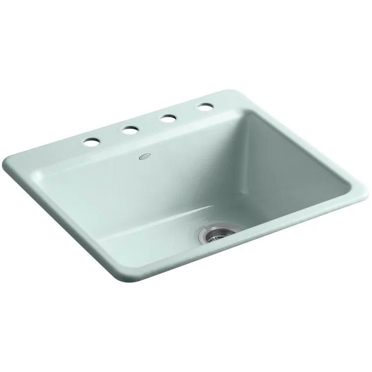 Kohler Riverby 25" L x 22" W x 9-5/8" Bar Kitchen Sink with Basin Rack K-5872-4A1-0