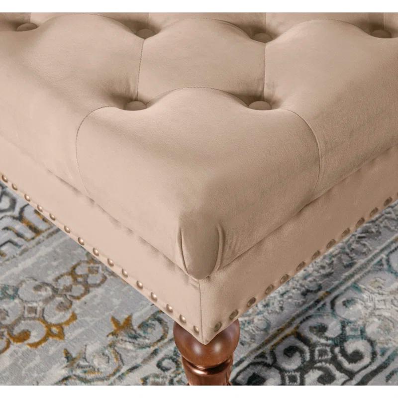 Kelly Clarkson Home Landis 35" Nailhead Trim Tufted Upholstered Ottoman
