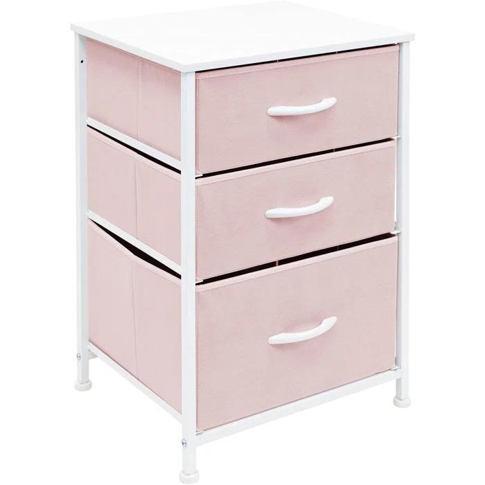 Sorbus 3 Drawers Nightstand with Steel Frame, Wood Top & Fabric Bins & Reviews | Wayfair