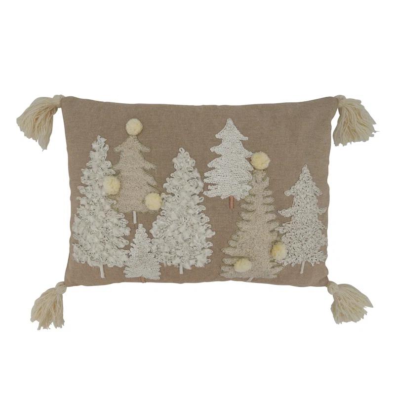 Saro Evangelina Collection Embroidered Cotton Throw Pillow