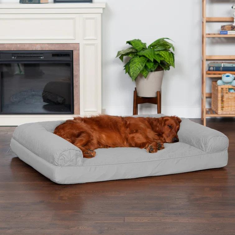 FurHaven Quilted Orthopedic Bolster Sofa Pet Bed