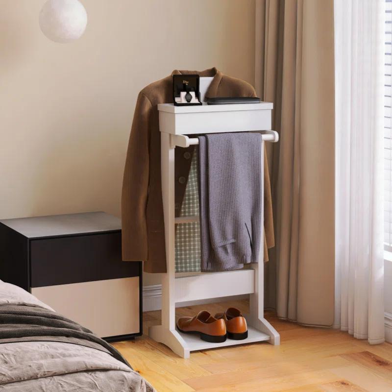 Lark Manor™ Portable Garment Rack Clothes Valet Stand With Storage Organizer Table Entryway Organizer Garment Rack