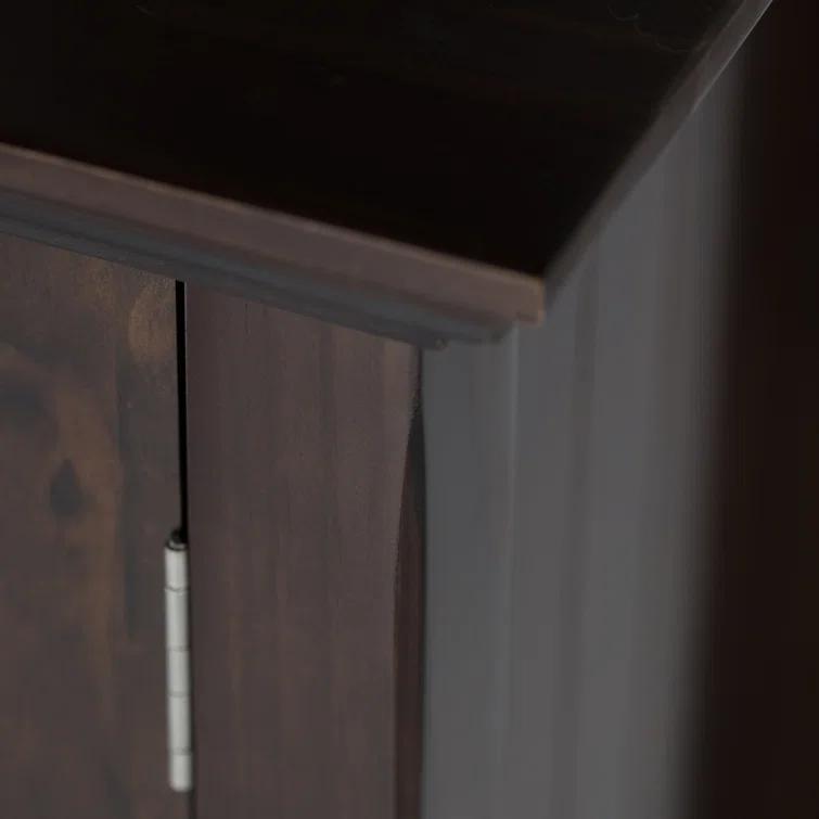 Simpli Home Acadian Solid Wood Shelf Storage Cabinet with Glass Doors and Adjustable Shelves