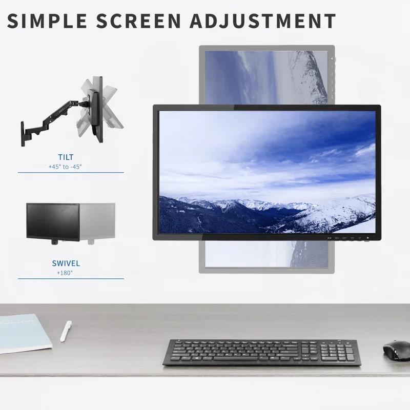 Vivo Premium Aluminum Single Monitor Wall Mount
