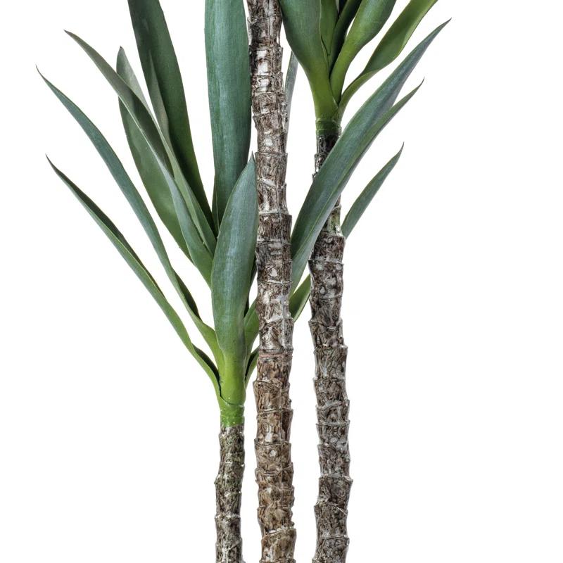 Artificial Green Yucca Tree in Black Planters Pot.