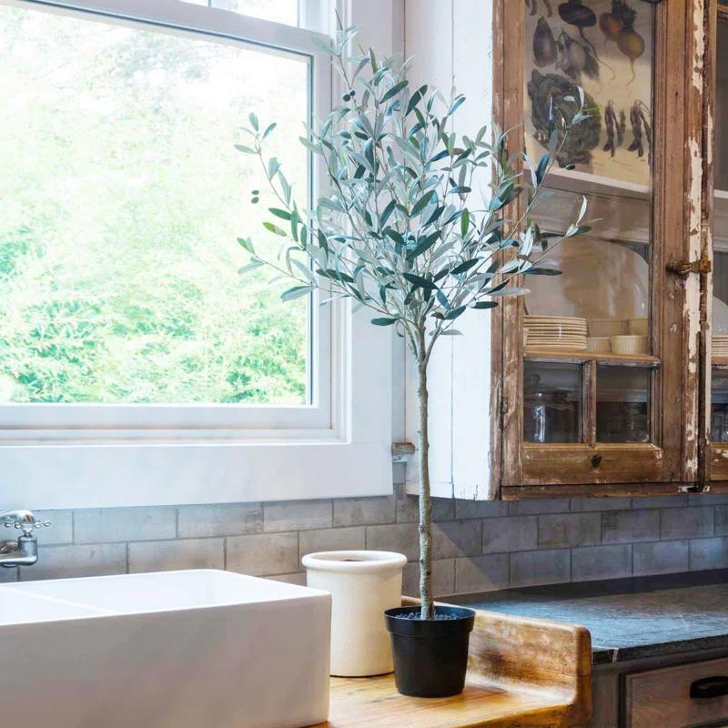 Park Hill Collection 52'' Faux Olive Tree Tree in Pot