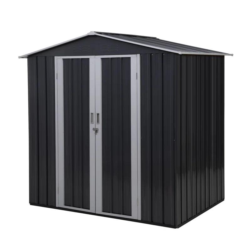 HOGYME 6 Ft. W X 4 Ft. D Outdoor Metal Storage Shed With Lockable Doors