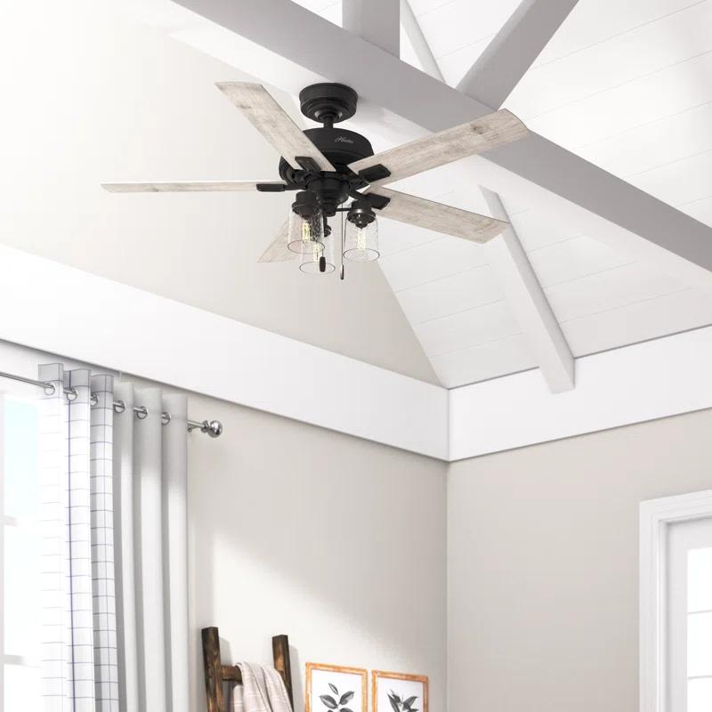 Hunter Fan 44" Hartland 5 - Blade Modern Farmhouse Indoor Ceiling Fan with Lights and Pull Chains & Reviews | Wayfair