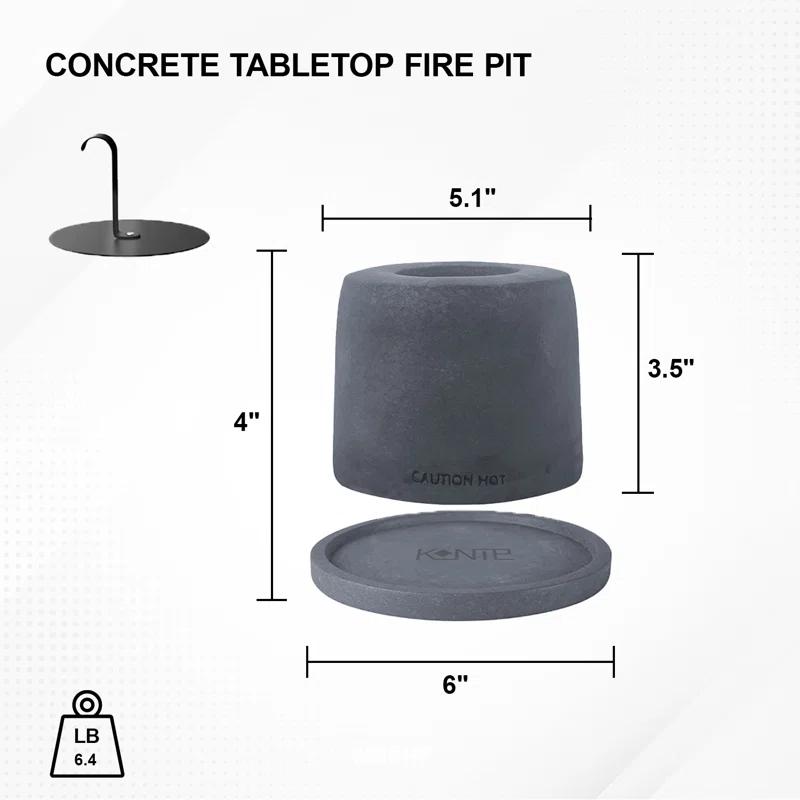 Kante Concrete Bio-Ethanol Smokeless Fire Pit Table