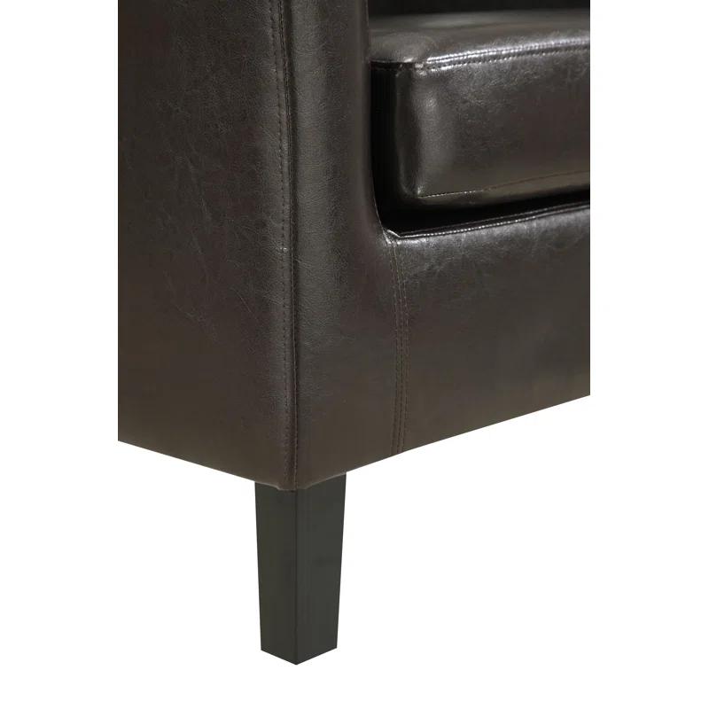 Simpli Home Austin 30"W Upholstered Vegan Faux Leather Contemporary Tub Accent Chair with High Arms and Deep Seat