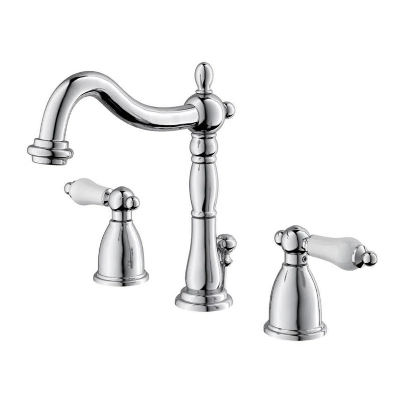 Kingston Brass Heritage Two-Handle 3-Hole Deck Mount Widespread Bathroom Faucet with Pop-Up Drain