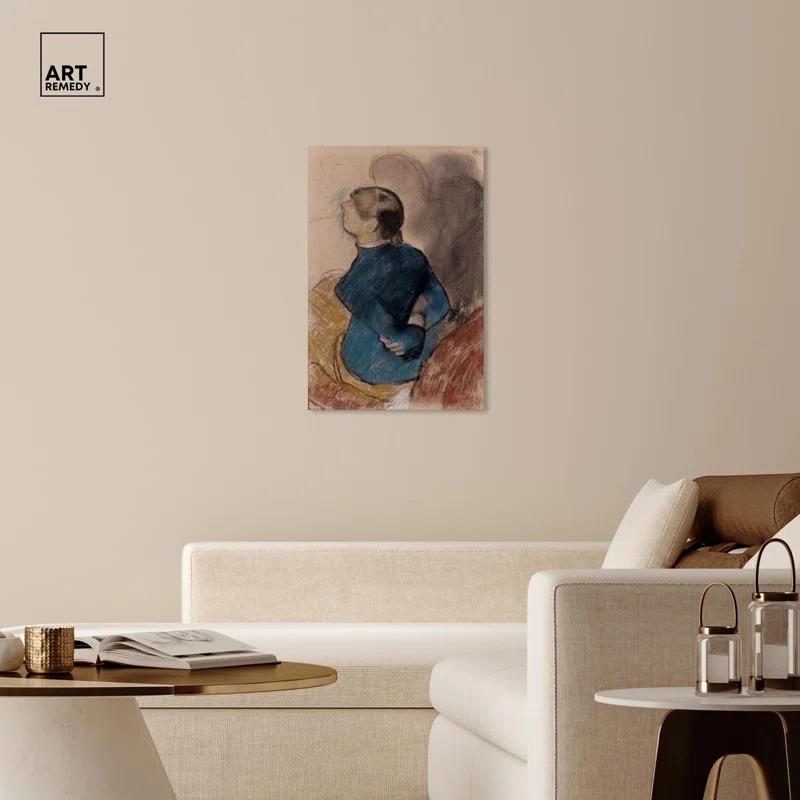 Art Remedy Young Woman in Blue Canvas Vintage Portraits by Art Remedy