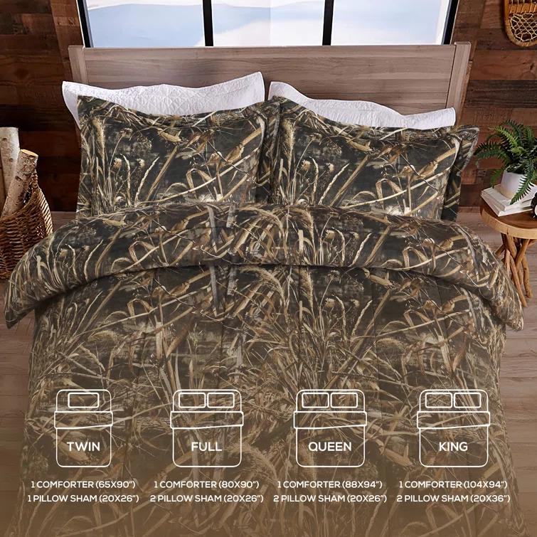 Realtree Realtree Max-5 Camo Comforter Set, Premium Polycotton Fabric, Camouflage Bed Set, Super Soft Forest Bedding Set Hunting & Outdoor, Machine Washable
