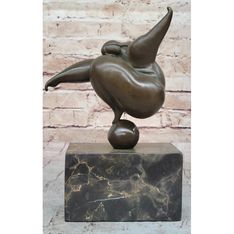 Williston Forge Curvy Woman Abstract Modern Art Bronze Statue Sculpture Girl Balancing 10 Inches X 7 Inches