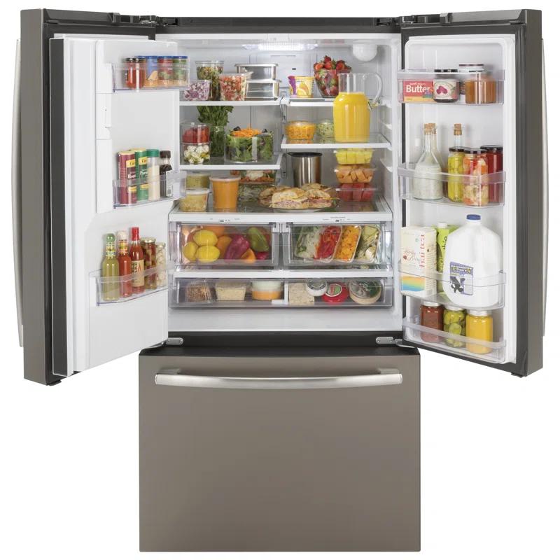 GE Appliances GFE26JMMES GE Appliances 25.5 Cubic Feet Energy Star Smudge-Resistant French Door Refrigerator with Water and Ice Dispenser