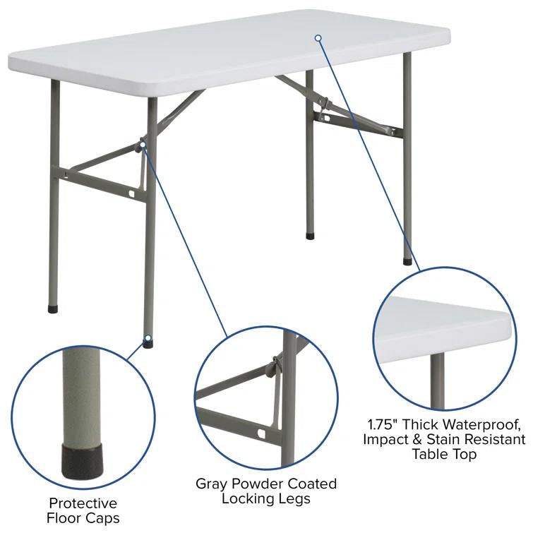 Flash Furniture Noah 4' Rectangular Plastic Event Folding Table