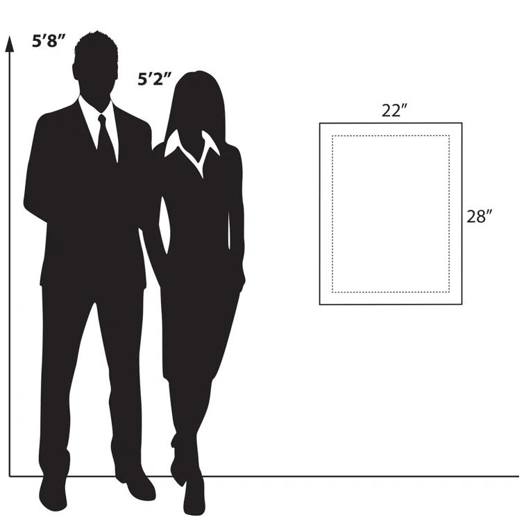 Azar Displays Floating Acrylic Wall Frame with Black Stand Off Caps: 18" x 24" Graphic Size, Overall Frame Size: 22" x 28"