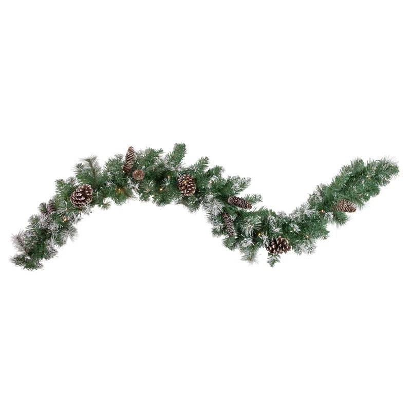 Northlight Seasonal 6' x 9" Pre-Lit Decorated Frosted Pine and Pine Cone Artificial Christmas Garland