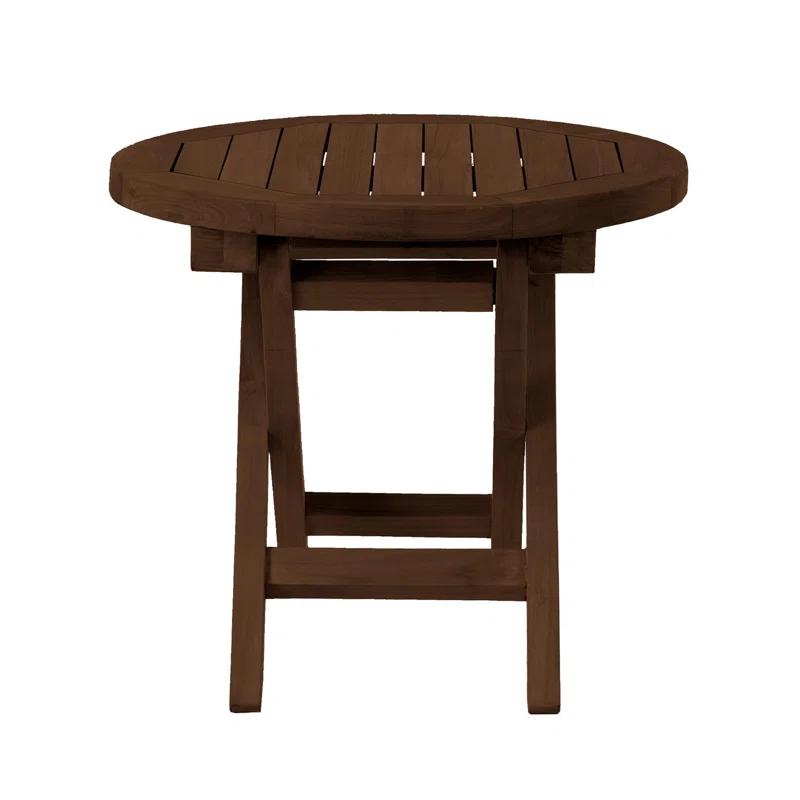 RRI Goods RRI Goods Teak Wood Folding Round Coffee Table, Teak Oil Finish for Camping & Outdoor Entertaining, Ideal Table for Backyard, Porch, Balcony (20"D x 20"W x 18"H)