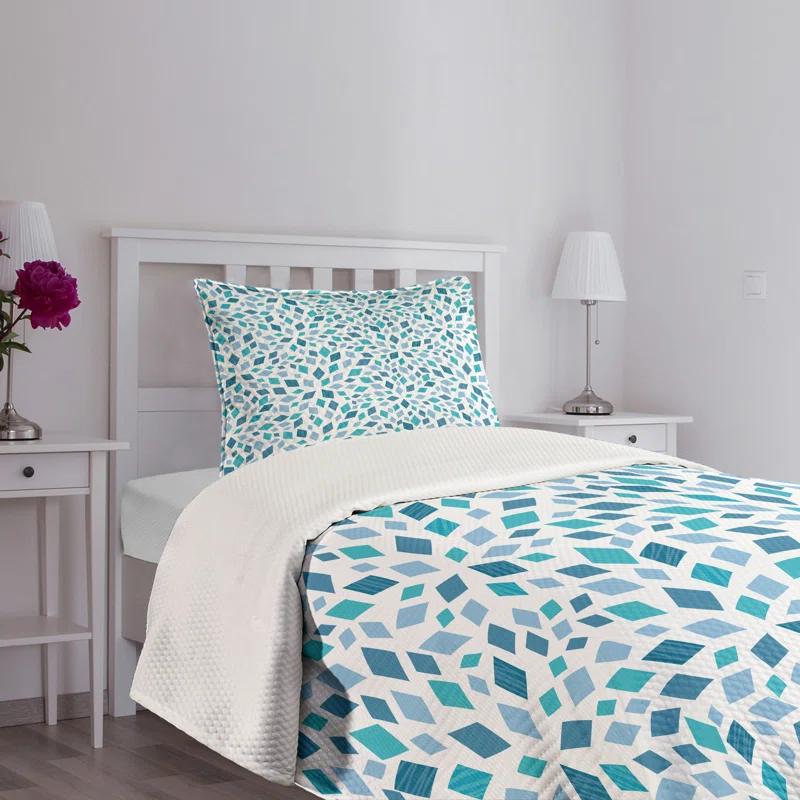 Ambesonne Ambensonne Teal Bedspread Abstract Mosaic Blue Tones Slate Blue Turquoise