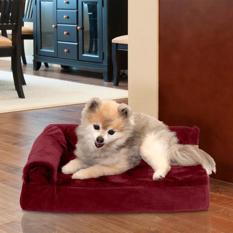 FurHaven Plush & Velvet Deluxe L-Chaise Orthopedic Pet Bed